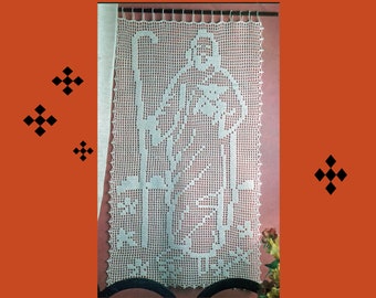 Shepherd Crochet Pattern - Filet Thread Crochet Religious Shepherd Curtain - Wall Hanging PDF Crochet Pattern