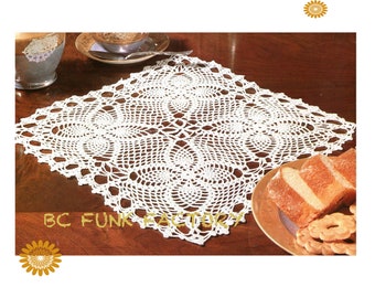 Pineapple Doily Crochet Pattern - Vintage Thread Crochet Square Centrepiece - DIY Crochet - PDF Crochet Pattern