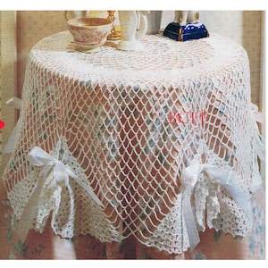Crochet Tablecloth Pattern - Thread Crochet - Round Tablecloth Shabby Chic PDF Crochet Pattern Instant Download