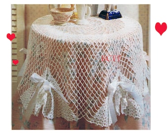 Crochet Tablecloth Pattern - Thread Crochet - Round Tablecloth Shabby Chic PDF Crochet Pattern Instant Download