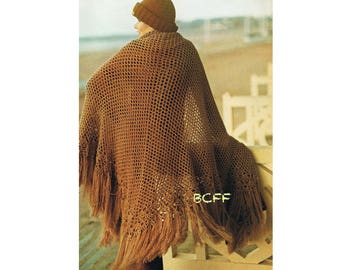 PDF Crochet Pattern Women's Shawl PDF Crochet Pattern Retro 1970's Shawl Wrap Pattern