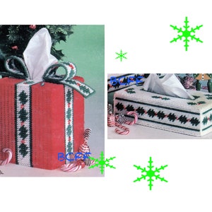 Plastic Canvas Pattern  Christmas Tissue Box Patterns - Vintage PC Xmas Decor PDF Plastic Canvas Pattern