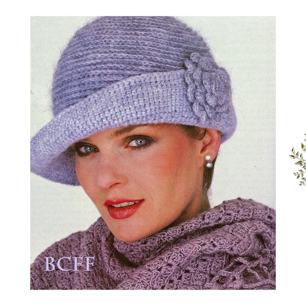 Crochet Pattern Womens Hat Pattern Vintage 70's Womens Cloche Hat Crochet Pattern PDF