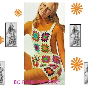 Granny Square Pattern Womens Shortalls - Crochet Pattern Hot Pants -  1970&#39;s Retro Boho Overall Shorts - PDF Crochet Pattern