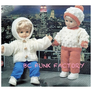 PDF Doll Clothes Knitting Pattern - Doll Track Suit & Hat and Hooded Aran Jacket  Sweater Knitting  Pattern Printable Download