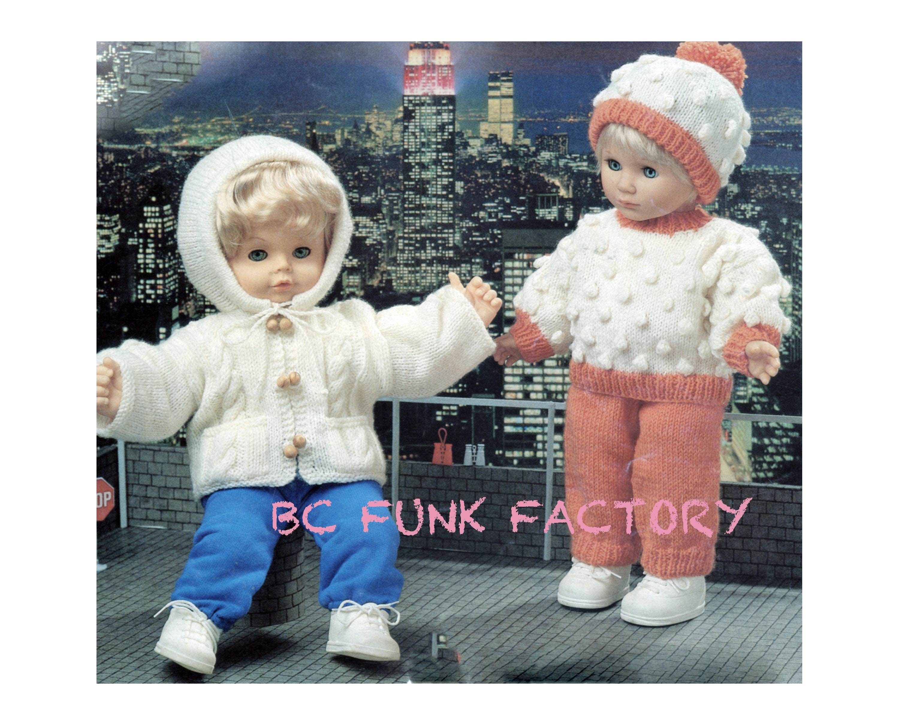 PDF Doll Clothes Knitting Pattern - Doll Track Suit & Hat and Hooded Aran Jacket  Sweater Knitting  Pattern Printable Download