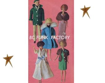 Knitting Pattern Fashion Doll Wardrobe Coat Dress Jackets Vintage Teen doll Clothes PDF Knitting Pattern