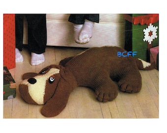 Dog Floor Pillow Knitting Pattern - 1970's Vintage Stuffed Dog Pillow - PDF Knitting Pattern Instant Download