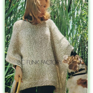 Women's Poncho Knitting Pattern Vintage 1970's BOHO Poncho  PDF Knitting Pattern Digital Knitting Pattern