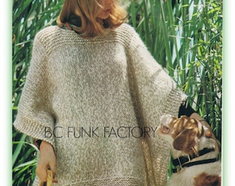 Women's Poncho Knitting Pattern Vintage 1970's BOHO Poncho  PDF Knitting Pattern Digital Knitting Pattern