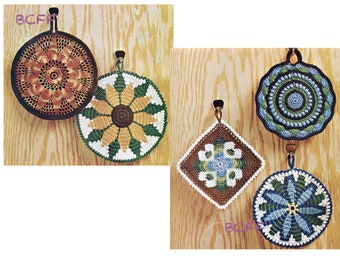 Vintage Crochet Pattern Sunflower - Daisy  Potholders Popcorn Pot Holders PDF Crochet Pattern Printable Download