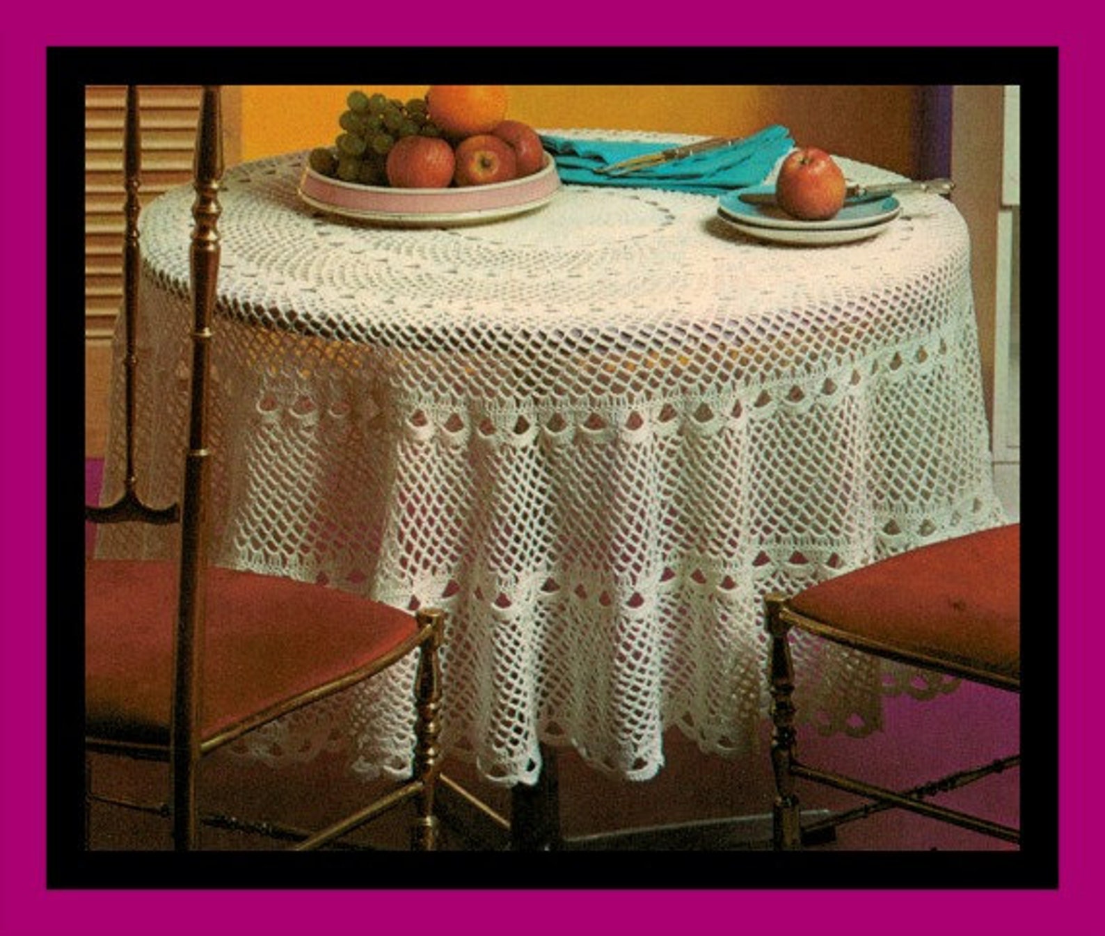 Round Table Cloth Crochet Pattern 62 Inch Diameter Thread Etsy