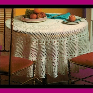 Round Table Cloth Crochet Pattern 62 inch diameter - Thread Crochet Tablecloth PDF Crochet Pattern Instant Download