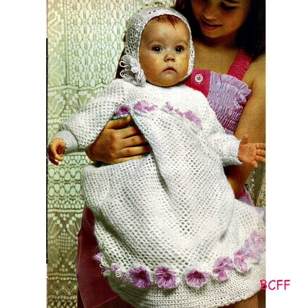 Crochet Pattern Baby Christening Gown Baptism Gown Baby Dress and Hat DIY Crochet Pattern PDF