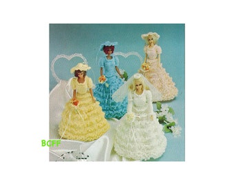 Fashion Doll  Crochet Wedding Dress and Bridesmaid PATTERN  11 1/2" Teen Doll Crocheting PDF Crochet Pattern Instant Download