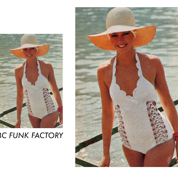 Crochet Pattern Womens Bathing Suit - One Piece Crochet Swim Suit - Vintage 70's Ladies Crochet Pattern PDF