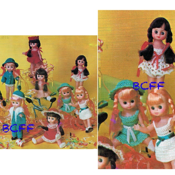 PDF Doll Clothes Crochet Pattern - Doll Party Outfits for 7 1/2" Dolls - Complete Doll Wardrobes Digital Crochet Pattern