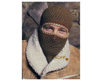 Ski Mask Crochet Pattern Winter Wear Balaclava Helmet - Winter Face Protection Vintage 70's PDF Crochet Pattern Instant Download