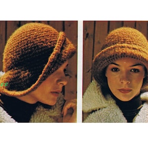 Cloche Hat Crochet Pattern Vintage 1970&#39;s Womens Hat Crochet PDF Crochet Pattern Instant Download