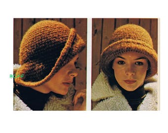 Cloche Hat Crochet Pattern Vintage 1970's Womens Hat Crochet PDF Crochet Pattern Instant Download