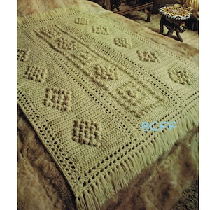 Crochet Afghan Pattern - Home Decor Crochet Bulky Popcorn Throw - Blanket - Digital  - PDF Crochet Pattern