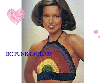 Crochet Pattern Womens Halter Top Summer Crochet Vintage 70's PDF Crochet Pattern