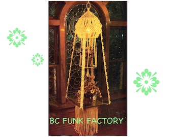 Macrame Pattern - Hanging Table with Light Pattern - Vintage 70's Macrame - PDF Macrame Pattern - DIY Macrame