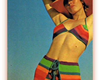 Vintage Knitting Pattern Bikini - Skirt Pattern Summer Beach Wear PDF Knitting Pattern Instant Download