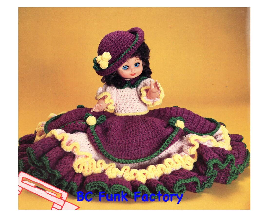Vintage Crochet Pattern Bed Doll, Pillow Doll, Crochet Doll Dress PDF