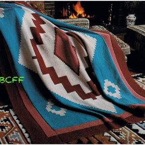 Knitting Afghan Pattern - Indian Afghan - Throw - Blanket Pattern - PDF Afghan Knitting Pattern