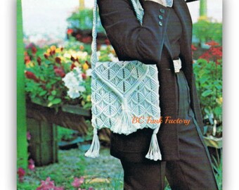 PDF Macrame Pattern Macrame Purse Pattern Vintage 1970's Women's Handbag Pattern Digital Macrame Pattern