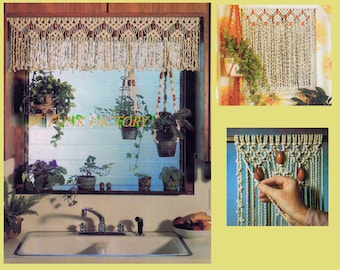 Macramépatroon - Gordijn voor raam of deur, vintage macramé uit de jaren 70