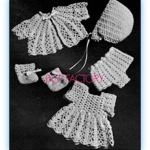 Doll Clothes Crochet Pattern Dress - Bonnet - Booties Fits 14" Doll Digital PDF Crochet Pattern Instant Download