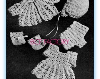Doll Clothes Crochet Pattern Dress - Bonnet - Booties Fits 14" Doll Digital PDF Crochet Pattern Instant Download