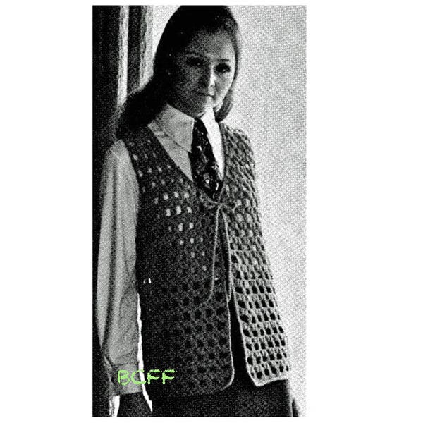 Vest Crochet Pattern Womens Vintage 70's Crochet - Boho Vest Pattern  PDF Crochet Pattern  Instant Download