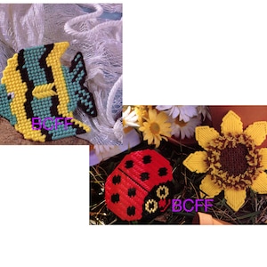 Plastic Canvas Pattern Fish Coaster Sunflower Coaster Ladybug Coaster Pattern - Vintage PDF Plastic Canvas Pattern