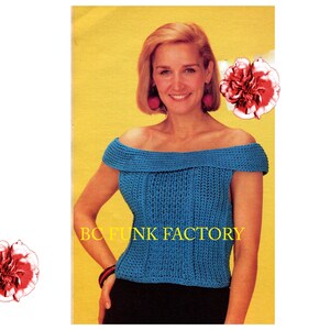 Crochet Pattern Womens Top - Off Shoulder Summer Top Jumper for Misses Crochet Pattern PDF