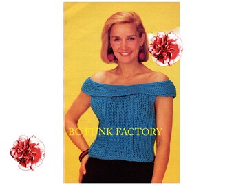 Crochet Pattern Womens Top - Off Shoulder Summer Top Jumper for Misses Crochet Pattern PDF