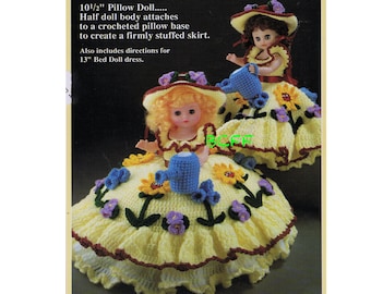 Pillow Doll Crochet Pattern - 13" Bed Doll Dress - Home Decor Bed Doll Crochet PDF Crochet Pattern