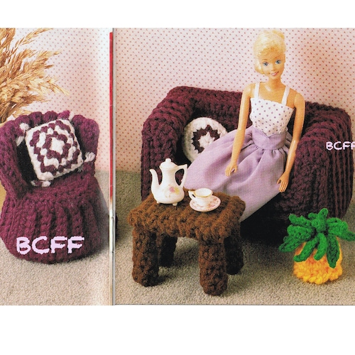 Barbie Furniture Crochet Pattern Fashion Doll Bedroom Etsy