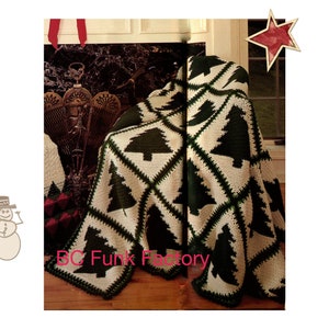 Crochet Pattern Afghan Christmas Blanket Pattern Vintage Xmas Tree Crochet Pattern PDF