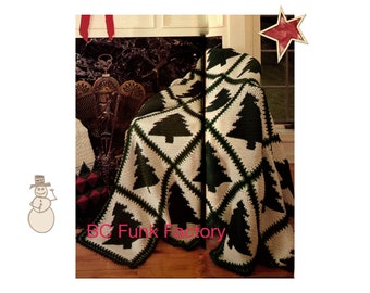 Crochet Pattern Afghan Christmas Blanket Pattern Vintage Xmas Tree Crochet Pattern PDF