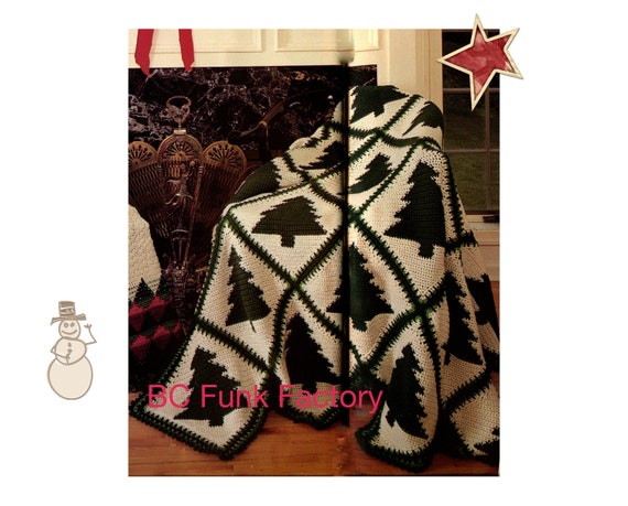 Crochet Pattern Afghan Christmas Blanket Pattern Vintage Xmas Tree Crochet Pattern PDF