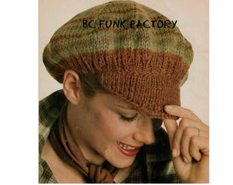 Hat Knitting Pattern, Women's Newsboy Hat, Digital Pattern  1970's PDF Knitting Pattern DIY Knitting Pattern