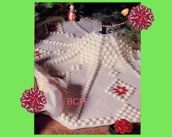 Crochet Pattern Christmas Tree Skirt - Lovely Vintage Xmas Tree Skirt Crochet Pattern PDF