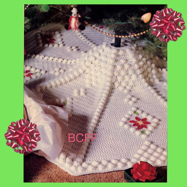 Crochet Pattern Christmas Tree Skirt - Lovely Vintage Xmas Tree Skirt Crochet Pattern PDF