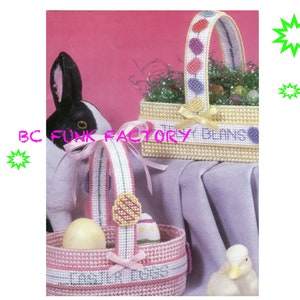 Plastic Canvas Pattern Easter Basket Egg Holder & Jelly Bean Basket Pattern - Vintage PDF Plastic Canvas Pattern