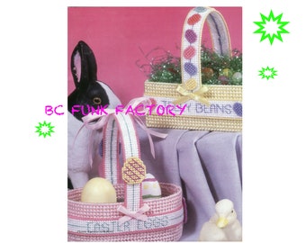 Plastic Canvas Pattern Easter Basket Egg Holder & Jelly Bean Basket Pattern - Vintage PDF Plastic Canvas Pattern