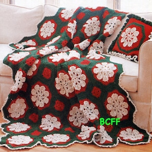 Christmas Snowflake Afghan Crochet Pattern - Xmas Home Decor Throw Blanket - PDF Crochet Pattern