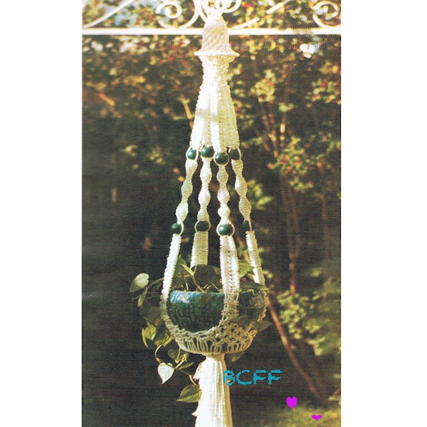 Motif de suspension pour plante en macramé - suspension de pot en macramé vintage des années 1970 PDF motif macramé téléchargement immédiat